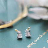 Silver Yellow Rabbit Earrings Simple – Gifts for Pet Lovers — 5