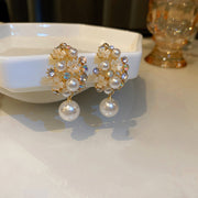 Rhinestones Flowers Pearls Earrings Fashion Elegant – Stylish Gifts — 2