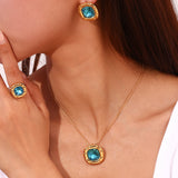 18K Gold Round Corner Square Flower Zircon Ear – Jewelry Gift Ideas — 16