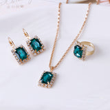 The Crystal Set Necklace Earring Ring Three-piece – Jewelry Gift Ideas — 9