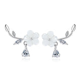Natural Shell Hand Carved Flower Silver-plated Ear – Surprise Gifts — 2