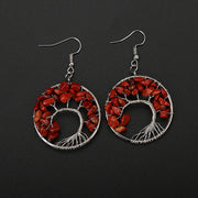 Hand Wrapped Curved Natural Gravel Colorful Earrings – Stylish Gifts — 1