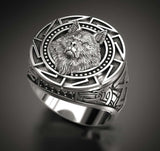 Men's Retro Silver Plated Wolf Head Ring – Gifts for Him — 1
