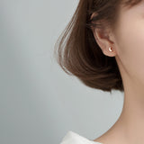 S925 Silver Earrings Female Glossy Moon With Ear Plug – Gifts for Her — 7