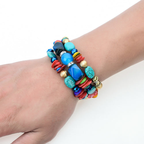 Colorful Natural Stone Turquoise Beaded Bracelet – Jewelry Gift Ideas — 1