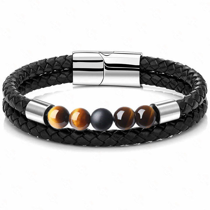 Punk Style Stainless Steel Genuine Leather Bracelet – Stylish Gifts — 1