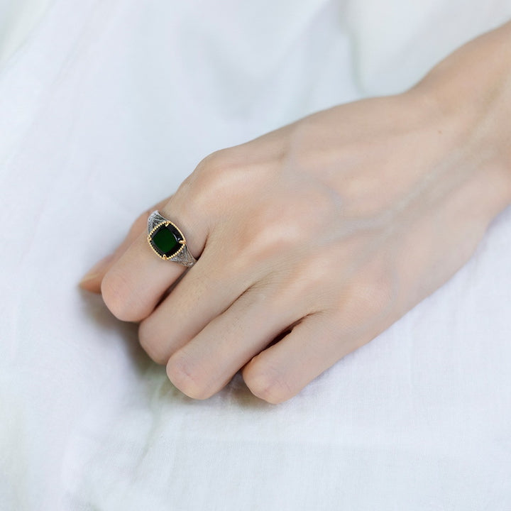Niche Black Agate Vintage Style Luxury Ring – Stylish Gifts — 1