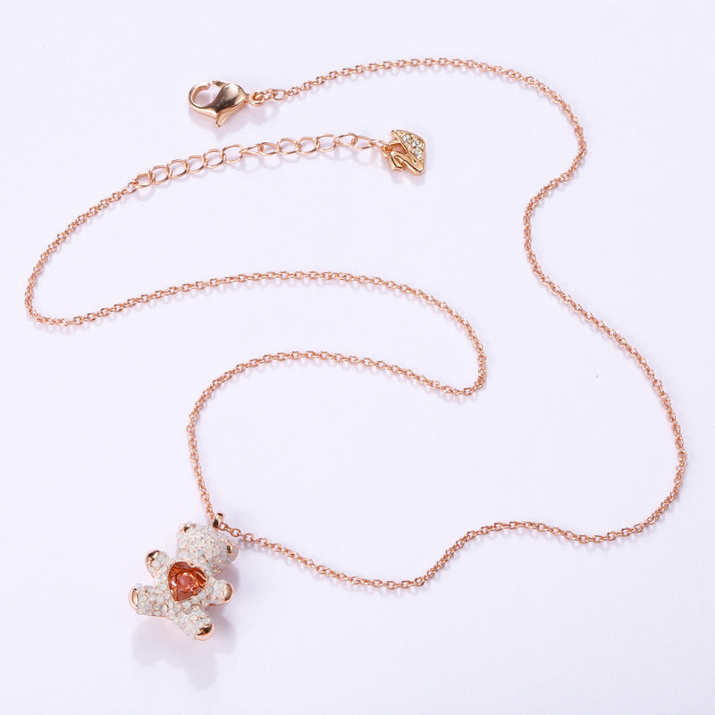 Pink Diamond Teddy Smart White Bear Necklace – Jewelry Gift Ideas — 1