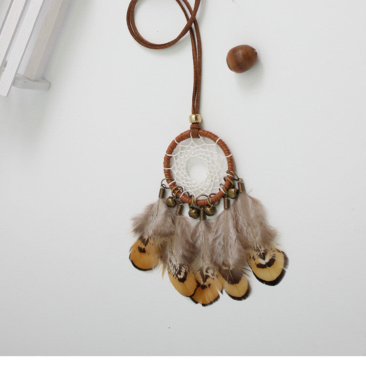 Feather Bell Dream Catcher Necklace Sweater Chain – Jewelry Gift Ideas — 1