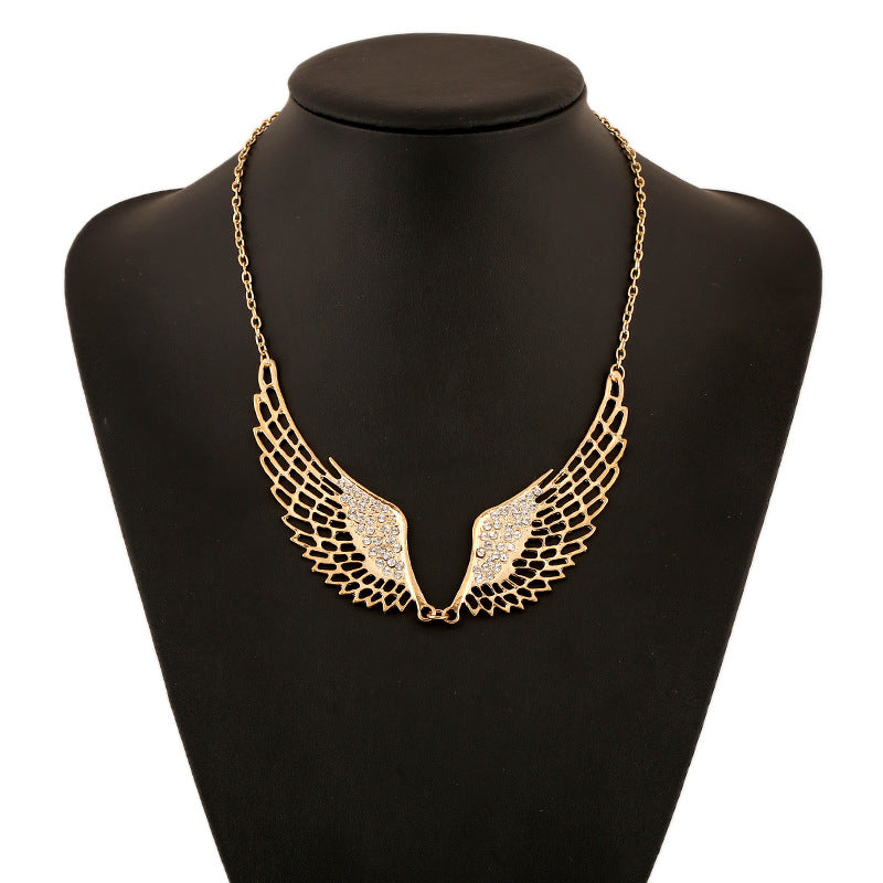Diamond Angel Wing Necklace Short Style Fake – Jewelry Gift Ideas — 1