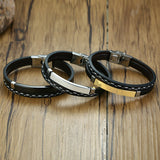 Stainless steel leather bracelet curved brand PU – Jewelry Gift Ideas — 2