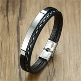 Stainless steel leather bracelet curved brand PU – Jewelry Gift Ideas — 4