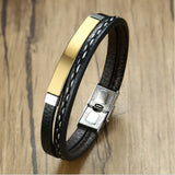 Stainless steel leather bracelet curved brand PU – Jewelry Gift Ideas — 7