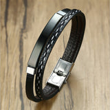 Stainless steel leather bracelet curved brand PU – Jewelry Gift Ideas — 5