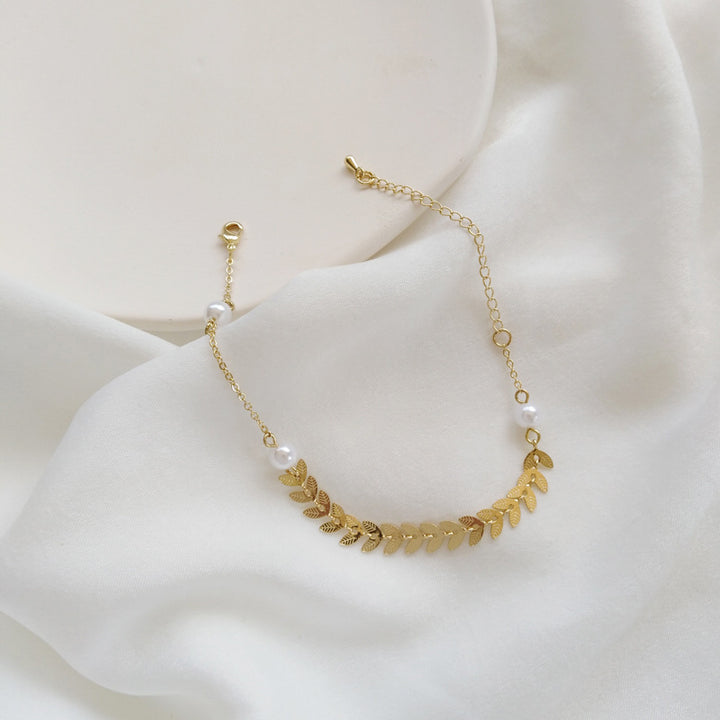 Fashion Simple Wheat Ear Pearl Titanium Steel Bracelet – Stylish Gifts — 1