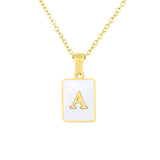 Stainless Steel Square Shell 26 Letters Necklace – Jewelry Gift Ideas — 1