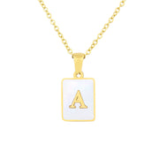 Stainless Steel Square Shell 26 Letters Necklace – Jewelry Gift Ideas — 1