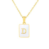 Stainless Steel Square Shell 26 Letters Necklace – Jewelry Gift Ideas — 17