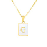 Stainless Steel Square Shell 26 Letters Necklace – Jewelry Gift Ideas — 8