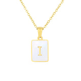 Stainless Steel Square Shell 26 Letters Necklace – Jewelry Gift Ideas — 4