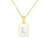 Stainless Steel Square Shell 26 Letters Necklace – Jewelry Gift Ideas — 20