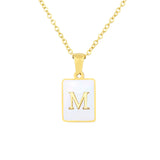 Stainless Steel Square Shell 26 Letters Necklace – Jewelry Gift Ideas — 9