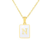 Stainless Steel Square Shell 26 Letters Necklace – Jewelry Gift Ideas — 6