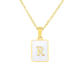 Stainless Steel Square Shell 26 Letters Necklace – Jewelry Gift Ideas — 3