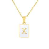 Stainless Steel Square Shell 26 Letters Necklace – Jewelry Gift Ideas — 19