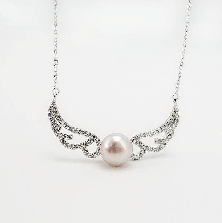 Fashionable Angel Feather Inlaid Pearl Necklace – Jewelry Gift Ideas — 1