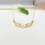 Fashionable Angel Feather Inlaid Pearl Necklace – Jewelry Gift Ideas — 5