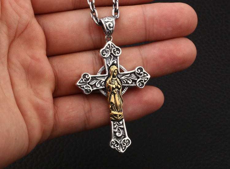Virgin Mary Cross Necklace Pendant in Sterling – Jewelry Gift Ideas — 1