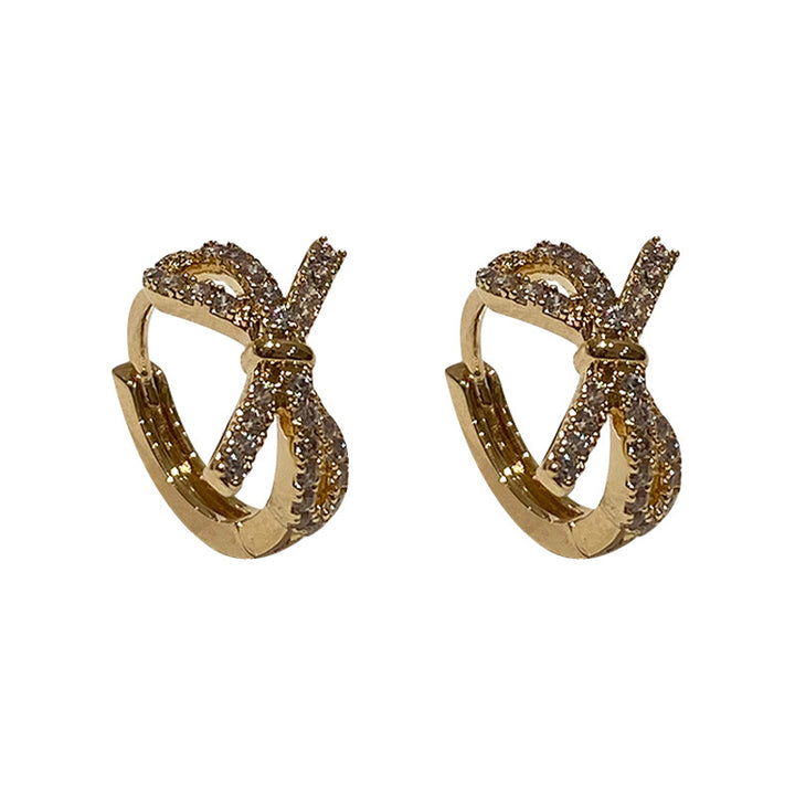 Real Gold Plating Micro-Inlaid Zircon Bow Earrings – Surprise Gifts — 1