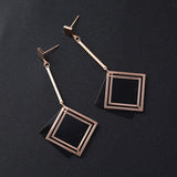Double Shaped Long Titanium Steel Earrings – Small Gift Ideas — 1