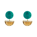 Dark Green Resin Inlaid Semicircular Zircon Earrings – Stylish Gifts — 1