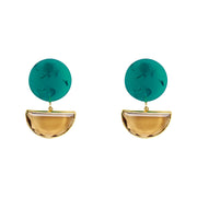 Dark Green Resin Inlaid Semicircular Zircon Earrings – Stylish Gifts — 1