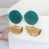 Dark Green Resin Inlaid Semicircular Zircon Earrings – Stylish Gifts — 2