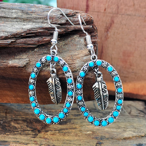 Antique Silver Exaggerated Earrings Vintage Blue – Holiday Gift Ideas — 2