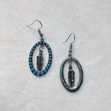 Antique Silver Exaggerated Earrings Vintage Blue – Holiday Gift Ideas — 3