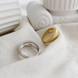 Simple Wave Pattern Open Korean Silver French – Unique Gift Ideas — 2