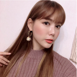 Semicircle Leather Metal Texture Earrings With Artificial – Gift Ideas — 2