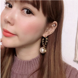 Semicircle Leather Metal Texture Earrings With Artificial – Gift Ideas — 4
