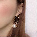 Semicircle Leather Metal Texture Earrings With Artificial – Gift Ideas — 3