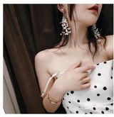 Stars Long Pearl Fishline Earrings With Fringe – Gift Ideas — 4