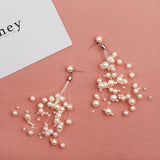 Stars Long Pearl Fishline Earrings With Fringe – Gift Ideas — 5