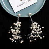 Stars Long Pearl Fishline Earrings With Fringe – Gift Ideas — 3
