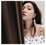 Stars Long Pearl Fishline Earrings With Fringe – Gift Ideas — 6