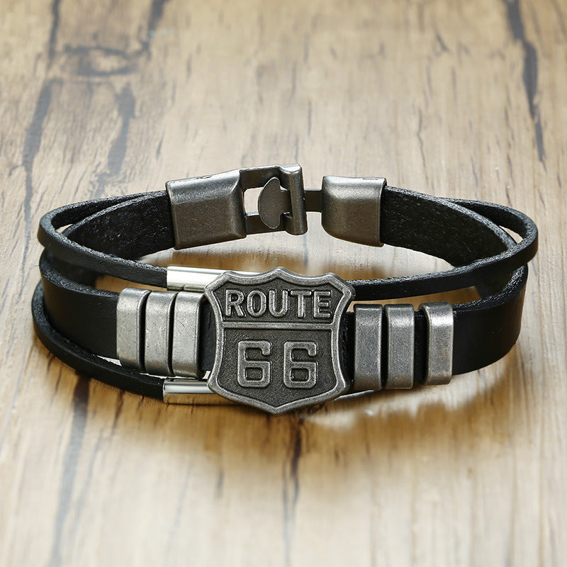 Road Mother Road Leather Bracelet Alloy Punk – Jewelry Gift Ideas — 1