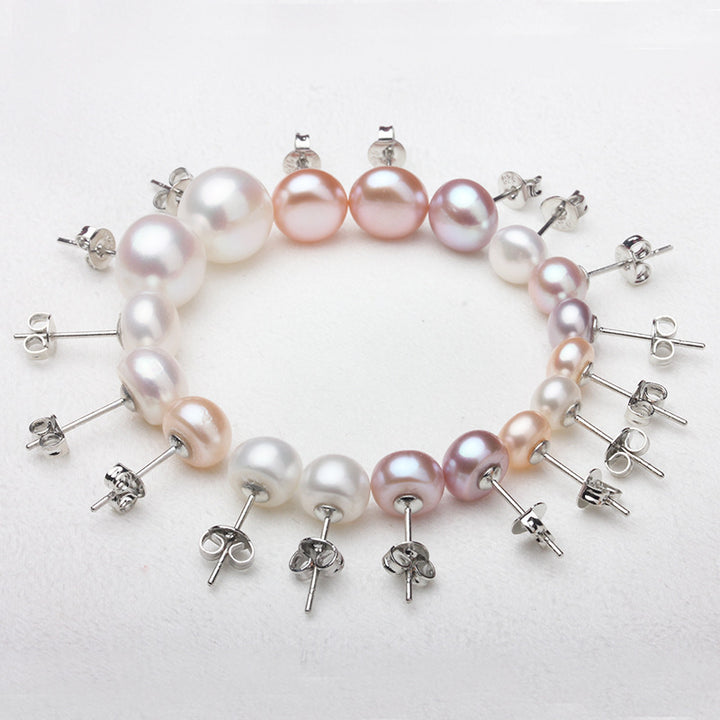 Freshwater Pearl 6-12mm Studs 925 Silver Pearl Earrings – Useful Gifts — 1