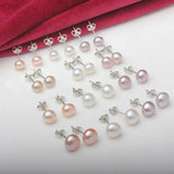 Freshwater Pearl 6-12mm Studs 925 Silver Pearl Earrings – Useful Gifts — 8